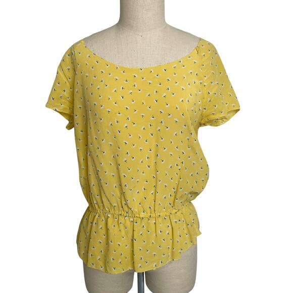 Joie Silk Yellow Floral Peplum Top - Picture 3 of 8